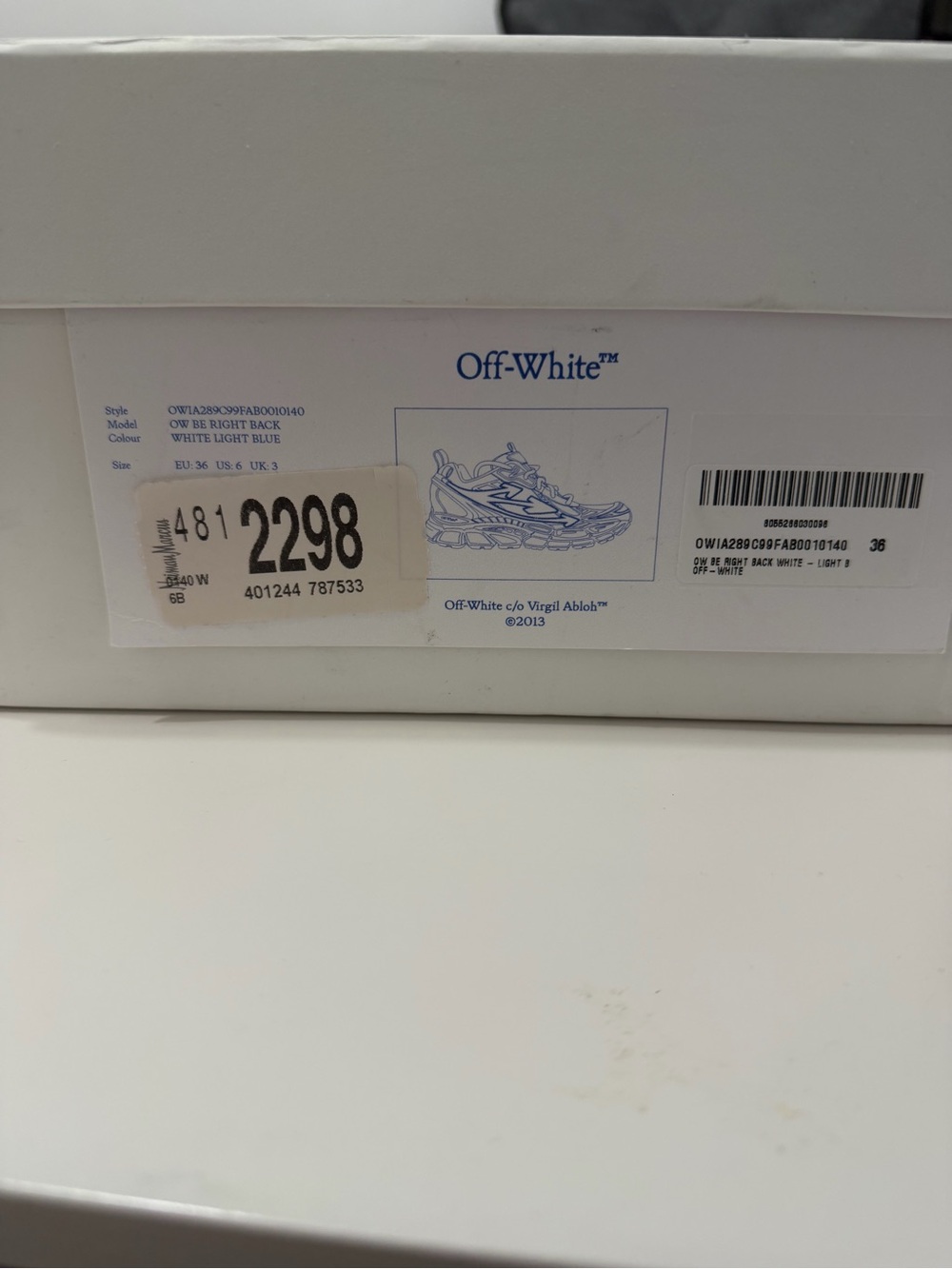 Off-White White, Light Blue & Black Trail-Inspired Sneakers - Picture 10 of 10